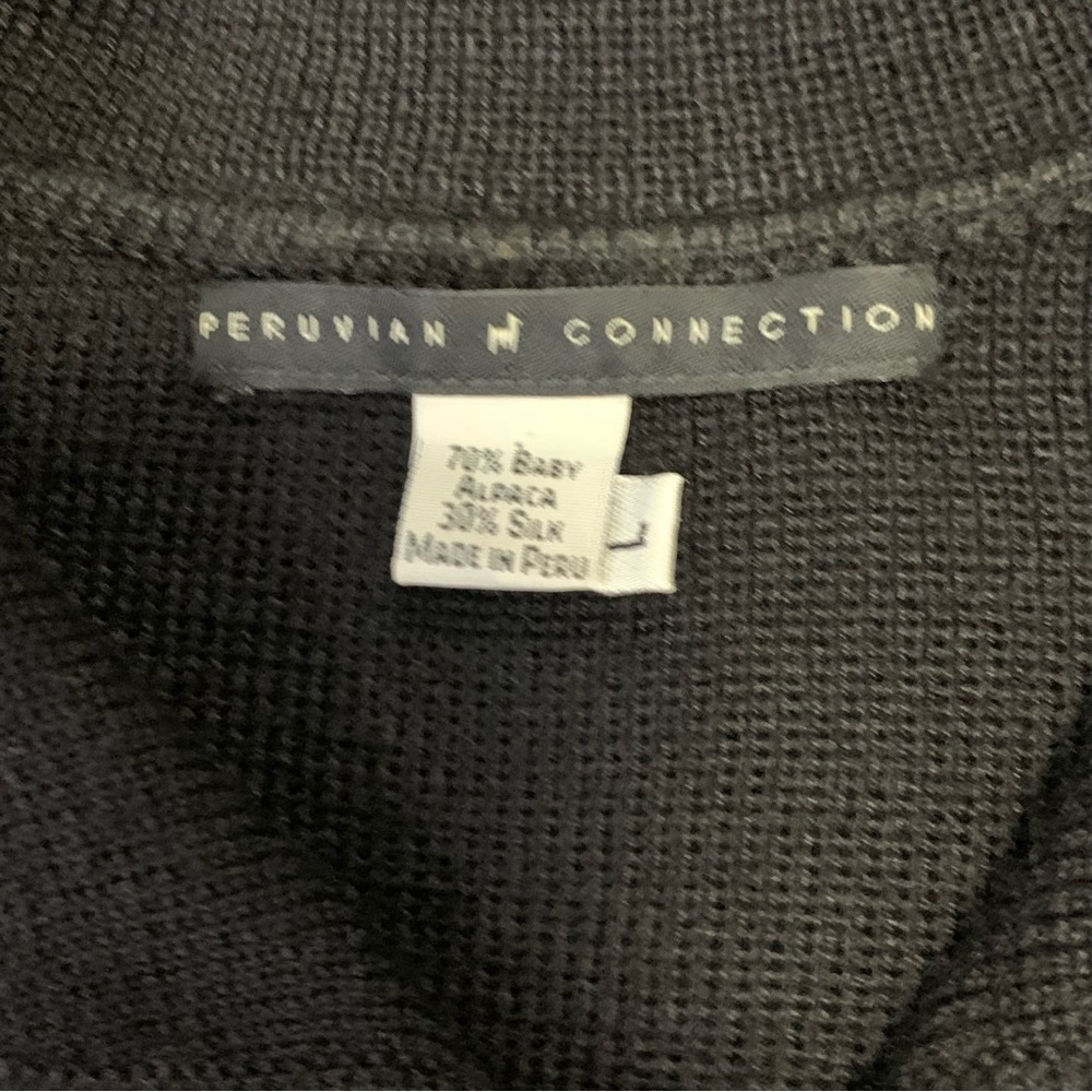 Peruvian Connection Women’s Black Collared Toggles Closure Cardigan Knit Jacket - Picture 7 of 7